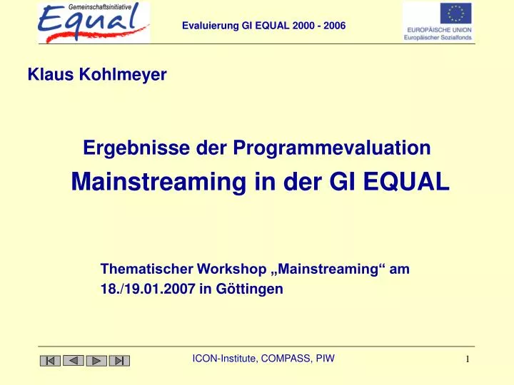 ergebnisse der programmevaluation mainstreaming in der gi equal