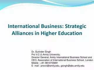 International Business: Strategic Alliances in Higher Education