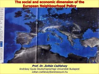 The social and economic dimension of the European Neighbourhood Policy