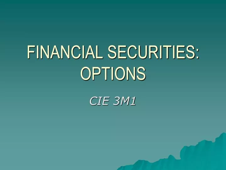 financial securities options