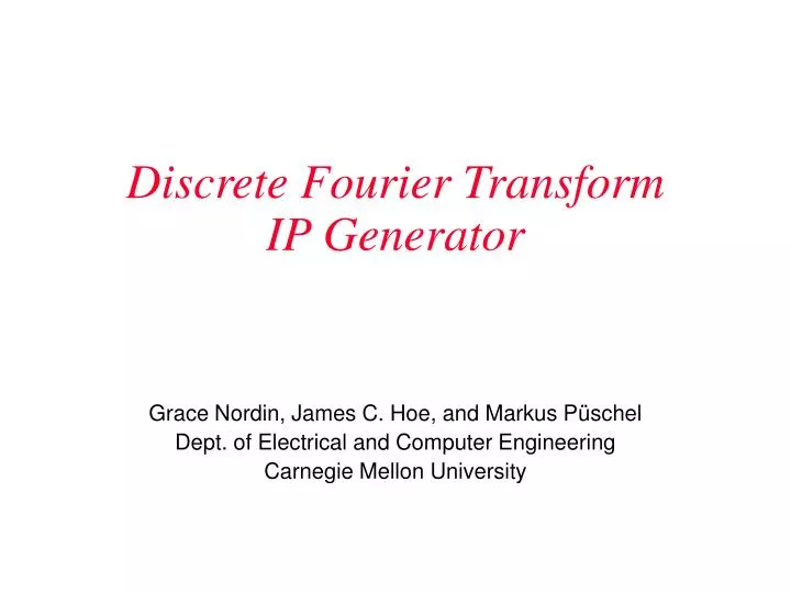 discrete fourier transform ip generator