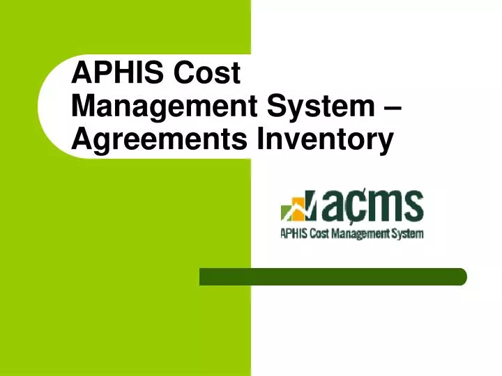 aphis cost management system agreements inventory