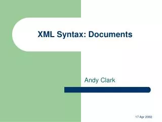 XML Syntax: Documents
