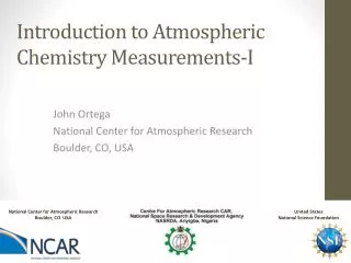 Introduction to Atmospheric Chemistry Measurements-I