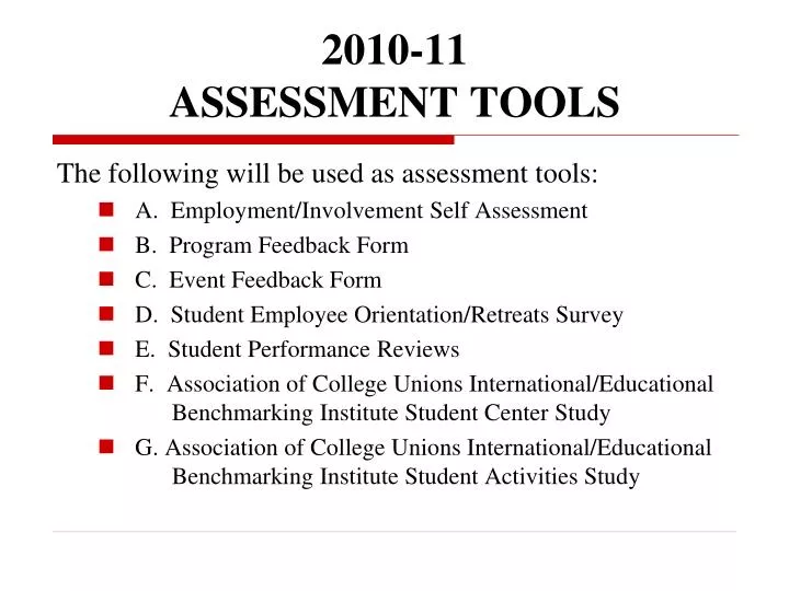 2010 11 assessment tools