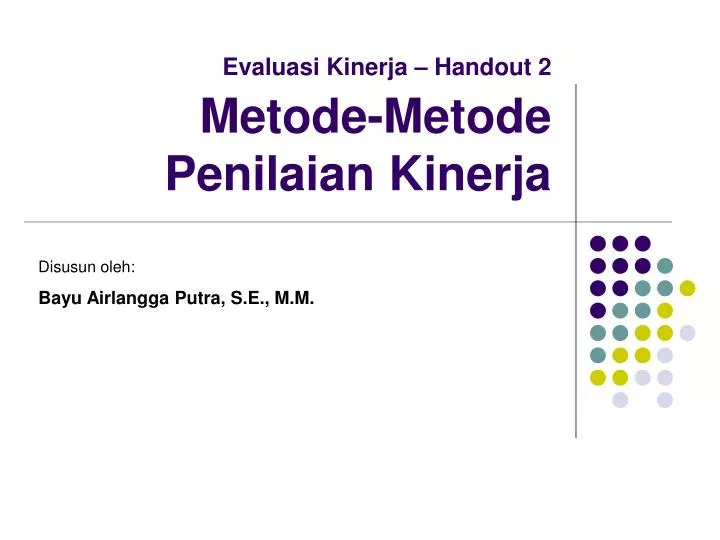 evaluasi kinerja handout 2 metode metode penilaian kinerja