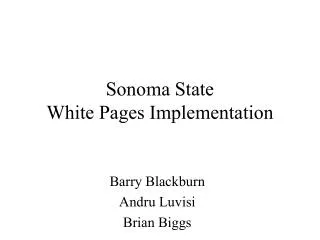 Sonoma State White Pages Implementation