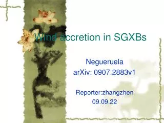 Wind accretion in SGXBs