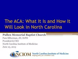 the aca what it is and how it will look in north carolina