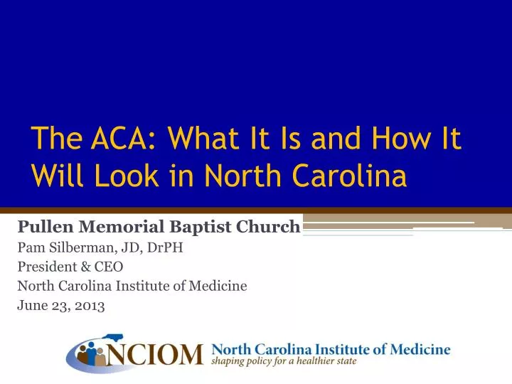 the aca what it is and how it will look in north carolina