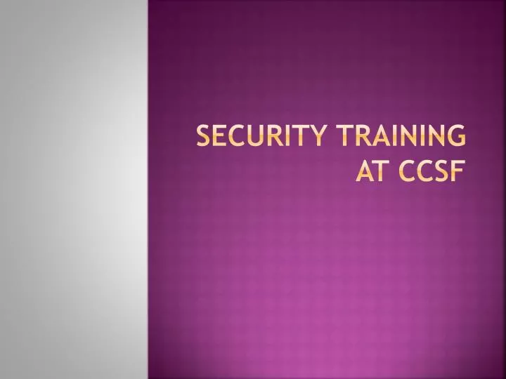 security training at ccsf