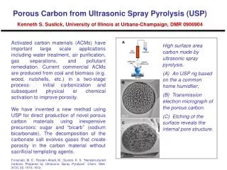 High surface area carbon made by ultrasonic spray pyrolysis.