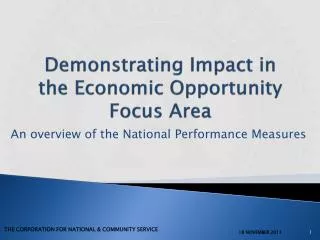 Demonstrating Impact in the Economic Opportunity Focus Area