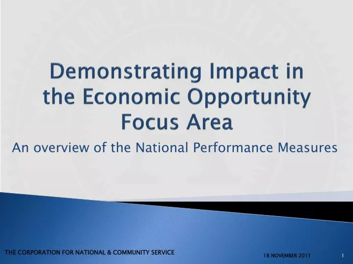 demonstrating impact in the economic opportunity focus area