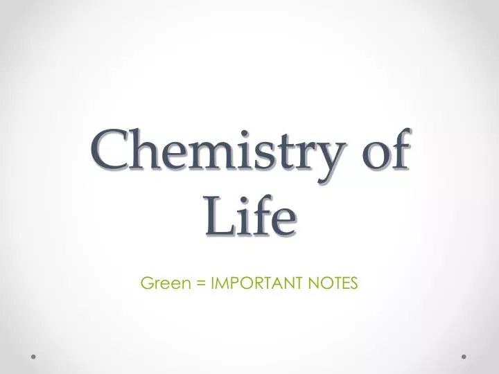 chemistry of life