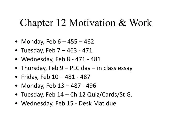 chapter 12 motivation work