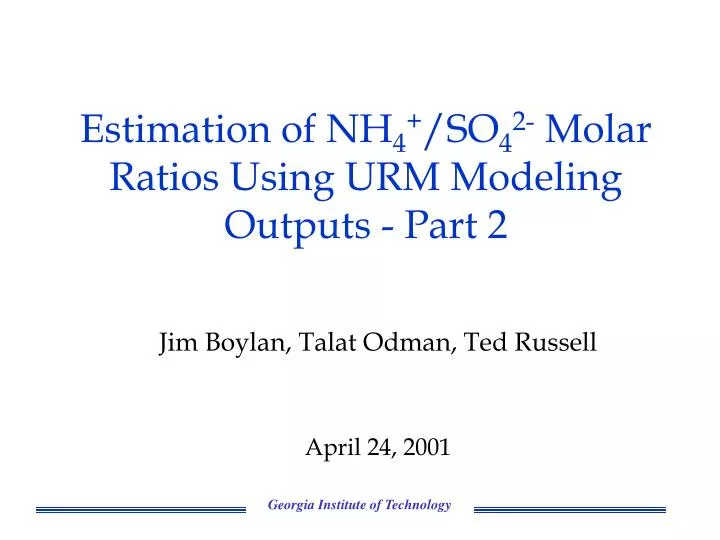 estimation of nh 4 so 4 2 molar ratios using urm modeling outputs part 2