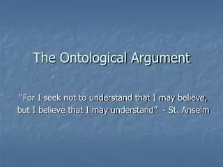 The Ontological Argument