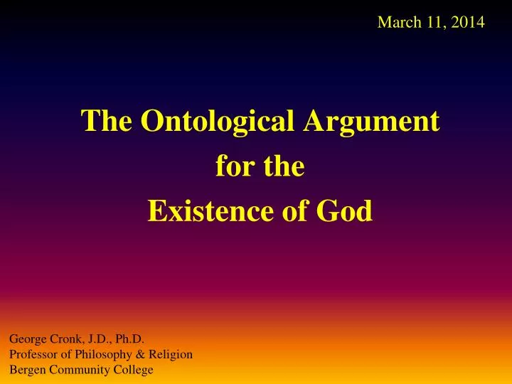 the ontological argument for the existence of god