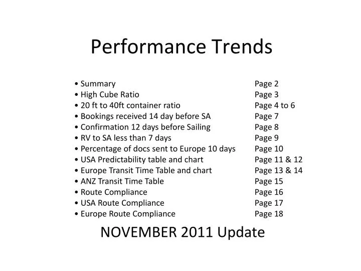 performance trends