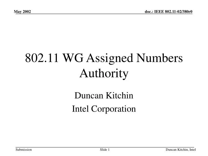 802 11 wg assigned numbers authority
