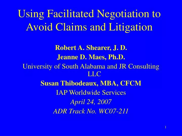 using facilitated negotiation to avoid claims and litigation