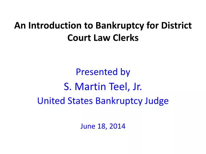 an introduction to bankruptcy for district court law clerks