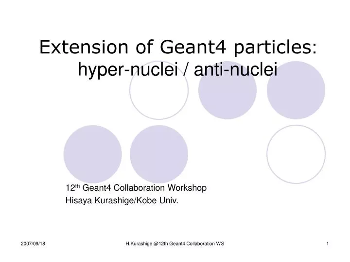 extension of geant4 particles hyper nuclei anti nuclei