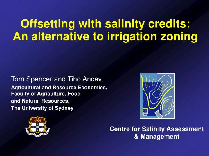 offsetting with salinity credits an alternative to irrigation zoning