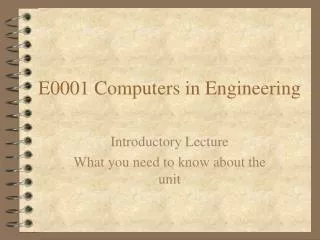 E0001 Computers in Engineering