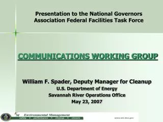 COMMUNICATIONS WORKING GROUP