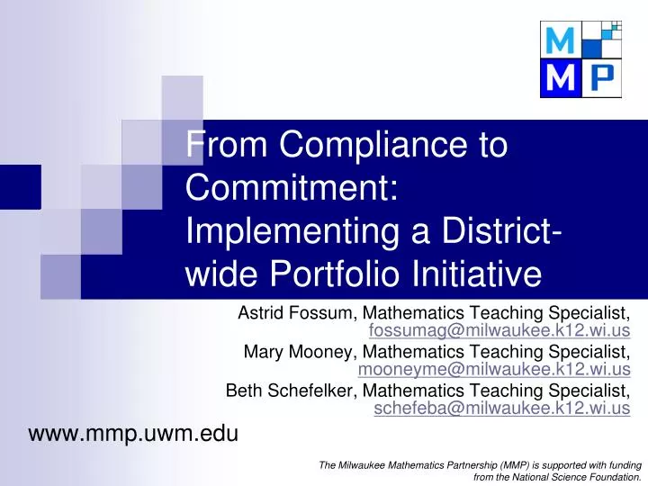 from compliance to commitment implementing a district wide portfolio initiative
