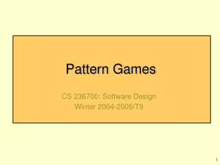 Pattern Games