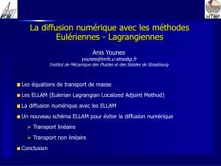 la diffusion num rique avec les m thodes eul riennes lagrangiennes