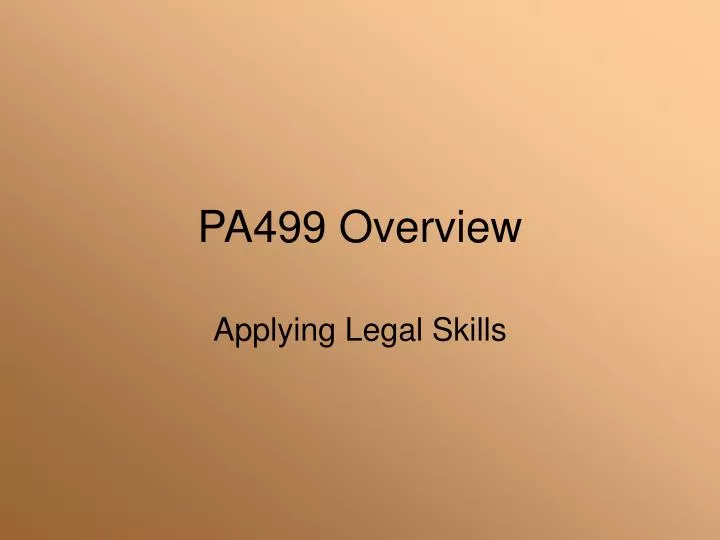 pa499 overview