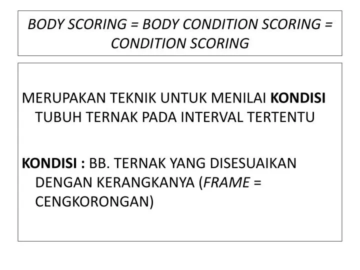 body scoring body condition scoring condition scoring