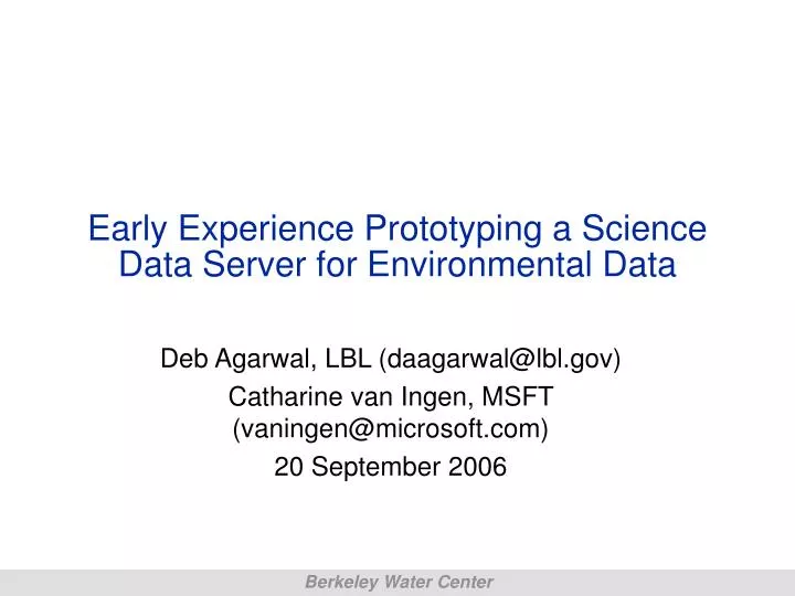 early experience prototyping a science data server for environmental data
