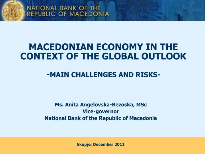 macedonian economy in the context of the global outlook main challenges and risks