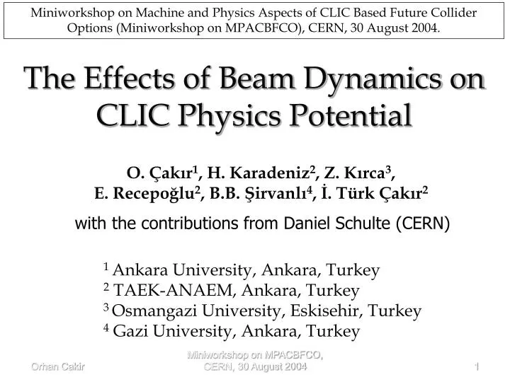 the effects of beam dynamics on clic physics potential