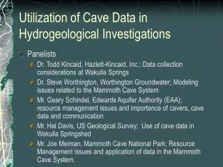 Utilization of Cave Data in Hydrogeological Investigations