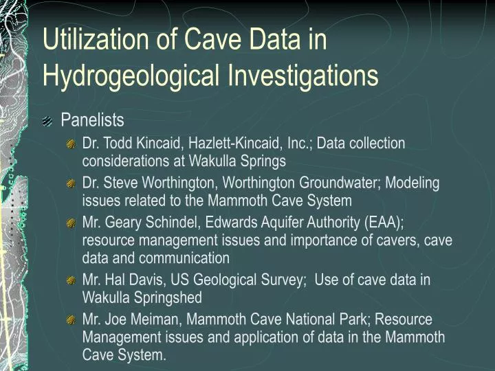 utilization of cave data in hydrogeological investigations