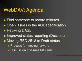 WebDAV: Agenda