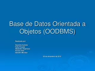 base de datos orientada a objetos oodbms
