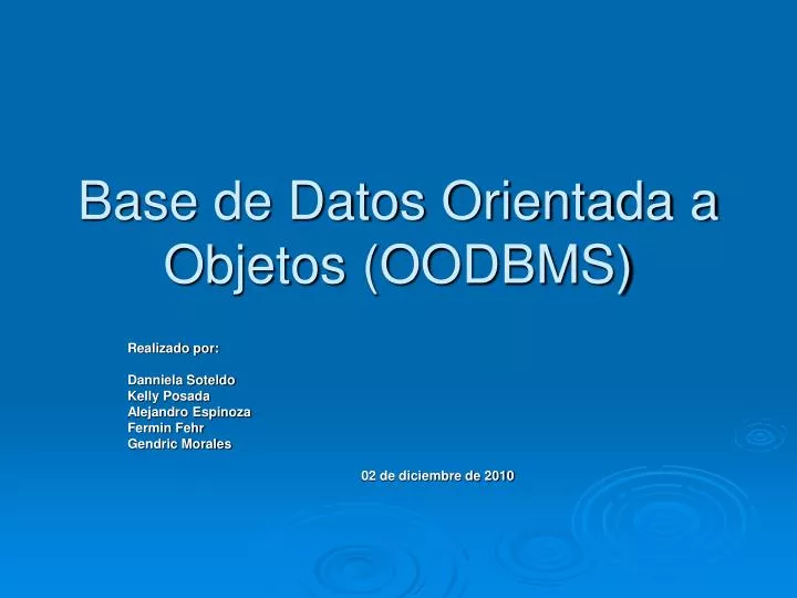 base de datos orientada a objetos oodbms