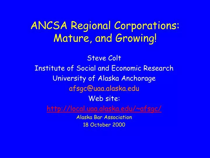 ancsa regional corporations mature and growing