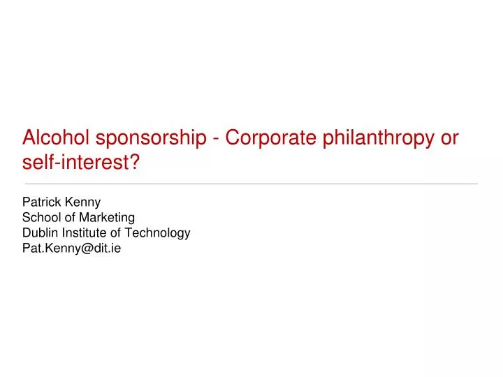 alcohol sponsorship corporate philanthropy or self interest