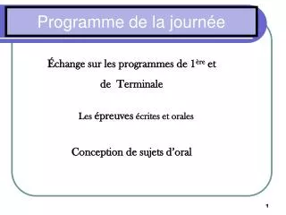 programme de la journ e