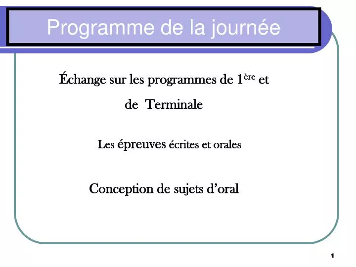 programme de la journ e