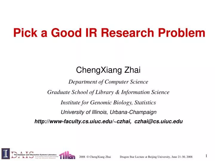 pick a good ir research problem