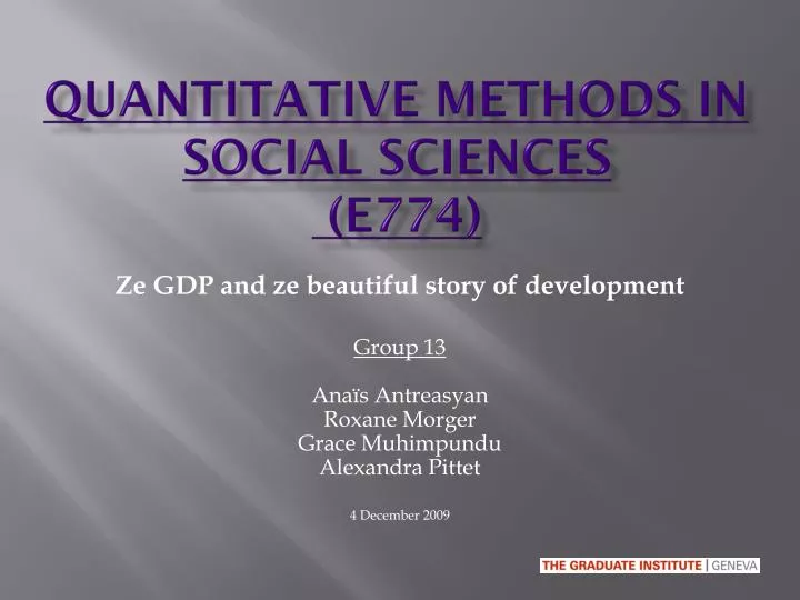 quantitative methods in social sciences e774